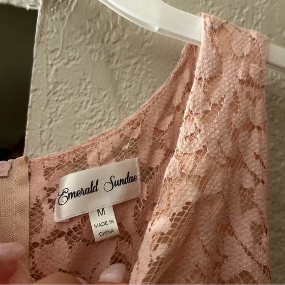 lacy pink and black floral mini dress - Picture 3 of 8